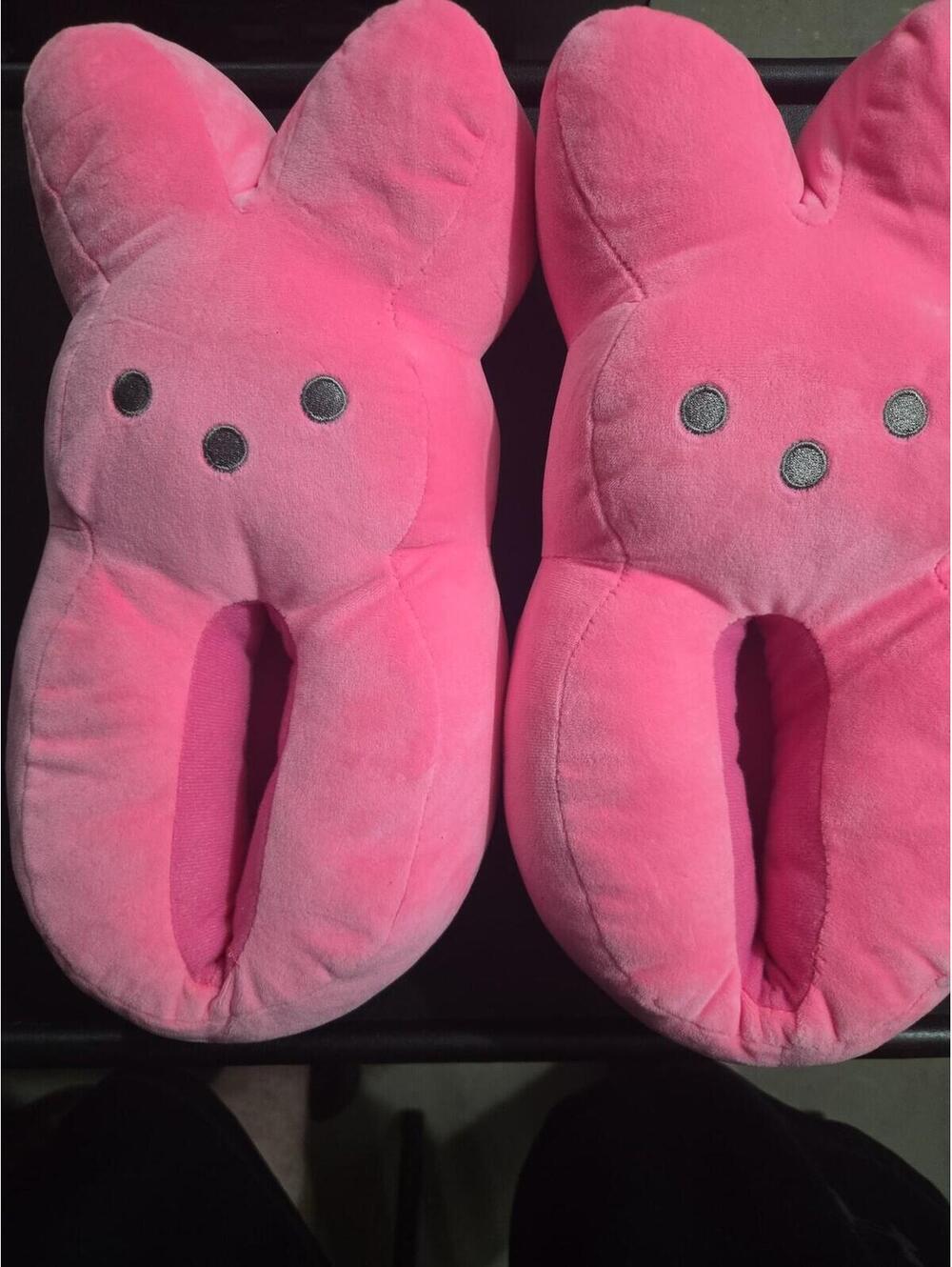 Vibrant Pink Peeps Brand Marshmallow Bunny Plush Slippers Unisex Size M 7-8